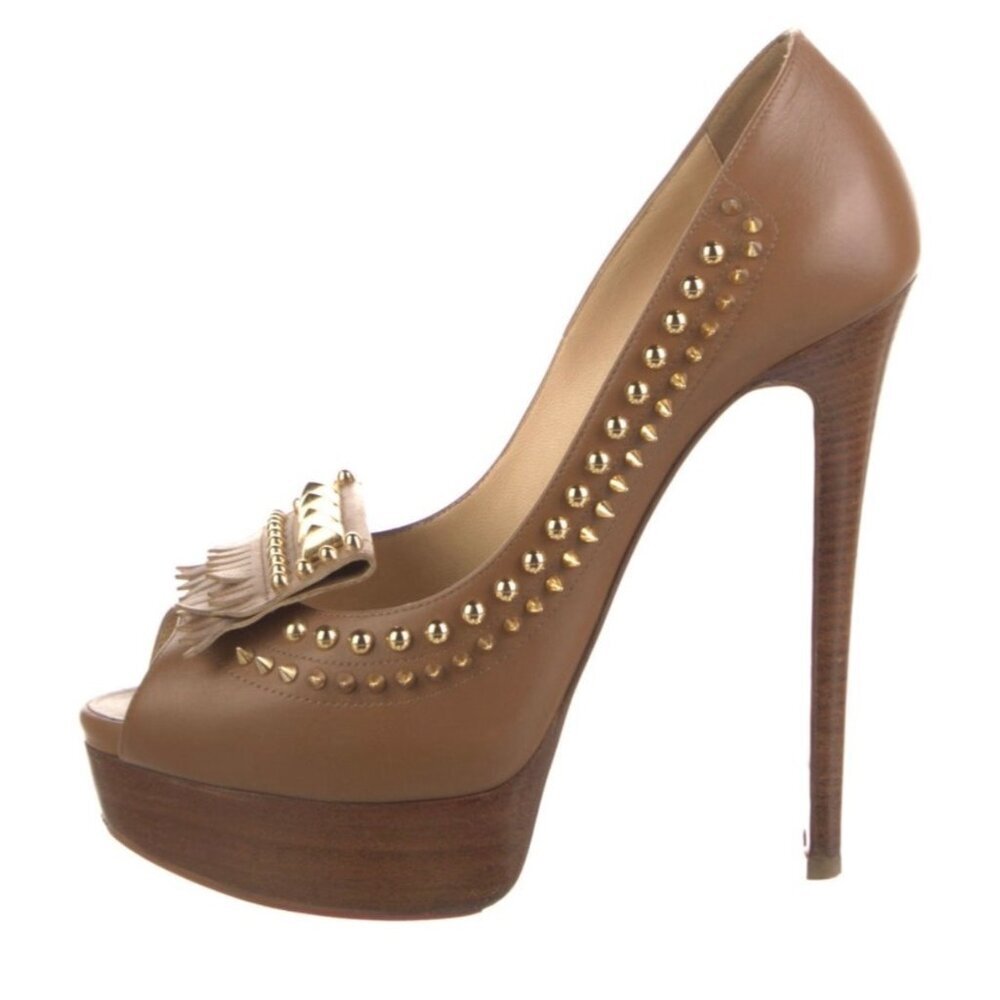 Brown High Heel Platform Pumps